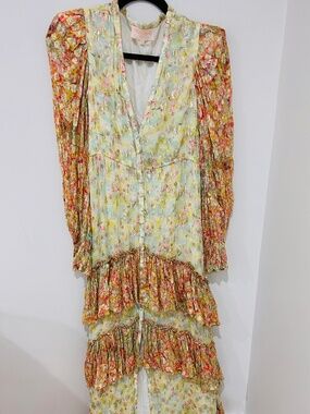 RARE Handmade Rococo Sand Gold Mirror Leopard Maxi Gown - Bespoke Luxury